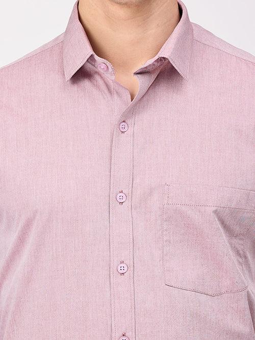 Copperline Men Light Red Plain Formal Shirt