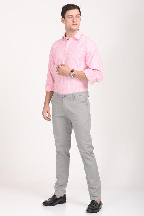 Copperline Men Pink Stripes Formal Shirt