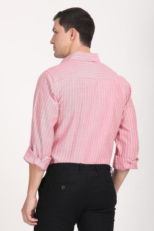 Copperline Men Red Stripes Formal Shirt