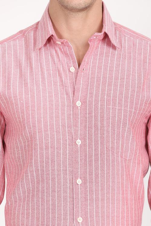 Copperline Men Red Stripes Formal Shirt