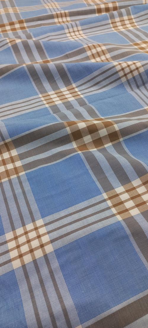 Blue Yarn Dyed Checks Cotton Unstitched Men's Shirt Piece (Width 58 Inch | 1.60 Meters)