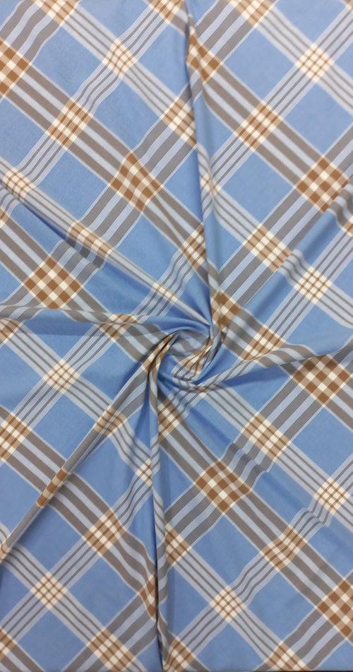 Blue Yarn Dyed Checks Cotton Unstitched Men's Shirt Piece (Width 58 Inch | 1.60 Meters)