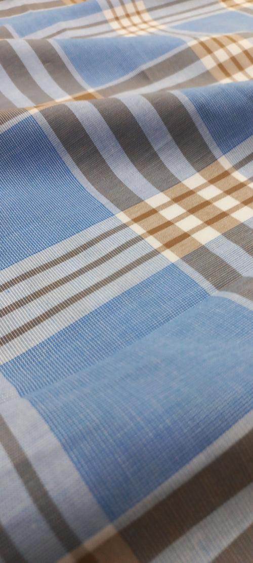 Blue Yarn Dyed Checks Cotton Unstitched Men's Shirt Piece (Width 58 Inch | 1.60 Meters)