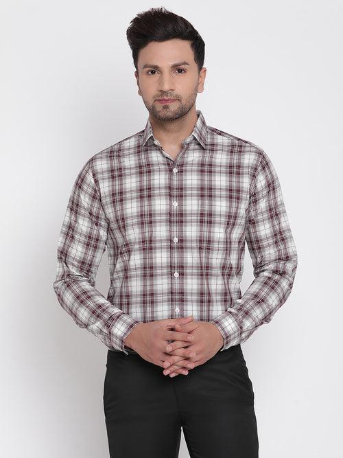 Brown Checked Men Formal Shirt