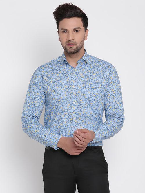 Blue Printed Men Formal Shirt