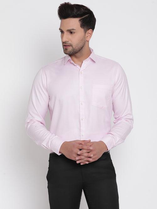 Men Pink Dobby Formal Shirt