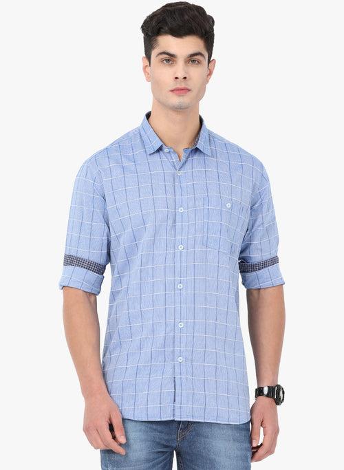 Crosscreek Men Blue Checks Casual Shirt