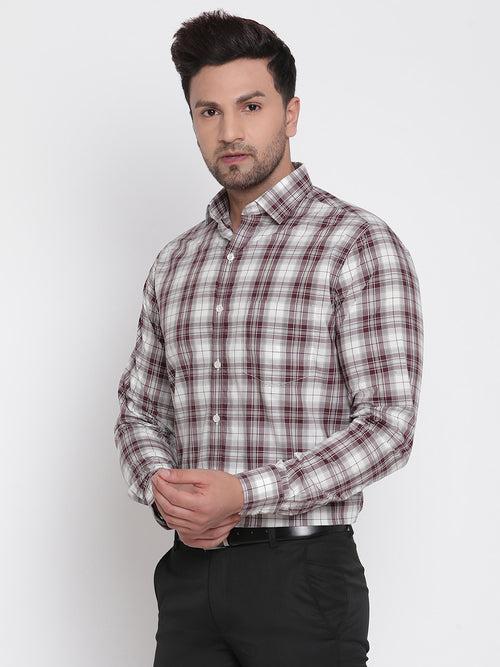 Brown Checked Men Formal Shirt