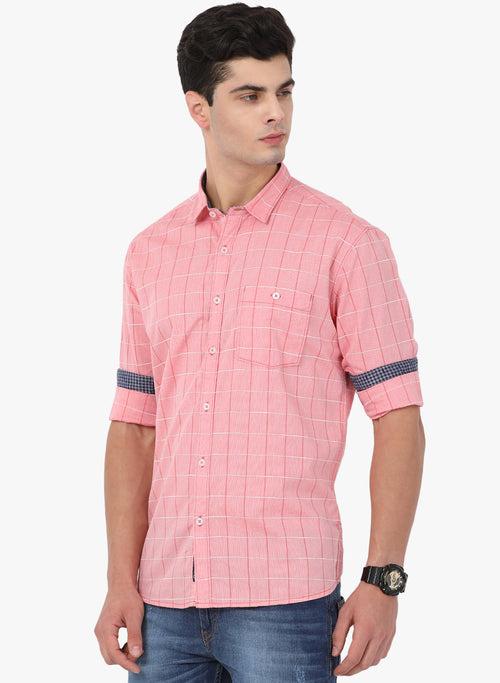 Crossceek Men Red Checks Casual Shirt