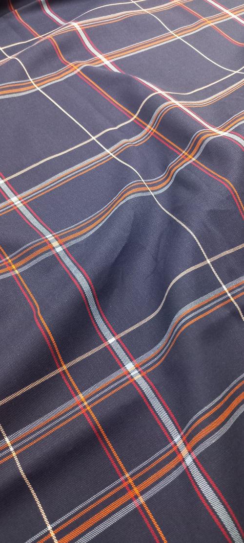 Dark Blue Yarn Dyed Checks Cotton Unstitched Men's Shirt Piece (Width 58 Inch | 1.60 Meters)