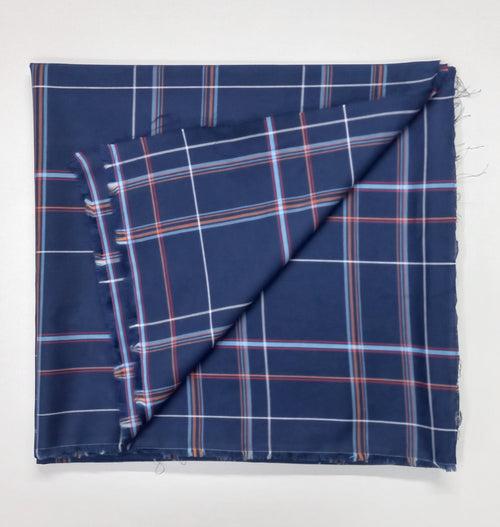 Dark Blue Yarn Dyed Checks Cotton Unstitched Men's Shirt Piece (Width 58 Inch | 1.60 Meters)