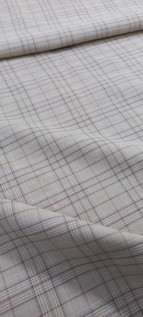 Beige Yarn Dyed Checks Cotton Unstitched Men's Shirt Piece (Width 58 Inch | 1.60 Meters)