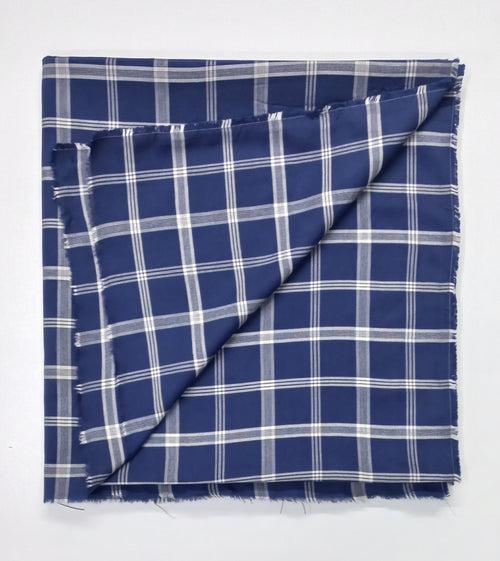 Dark Blue Yarn Dyed Checks Cotton Unstitched Men's Shirt Piece (Width 58 Inch | 1.60 Meters)