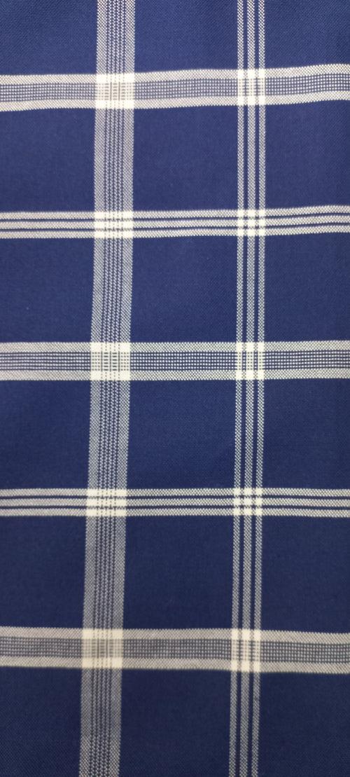 Dark Blue Yarn Dyed Checks Cotton Unstitched Men's Shirt Piece (Width 58 Inch | 1.60 Meters)