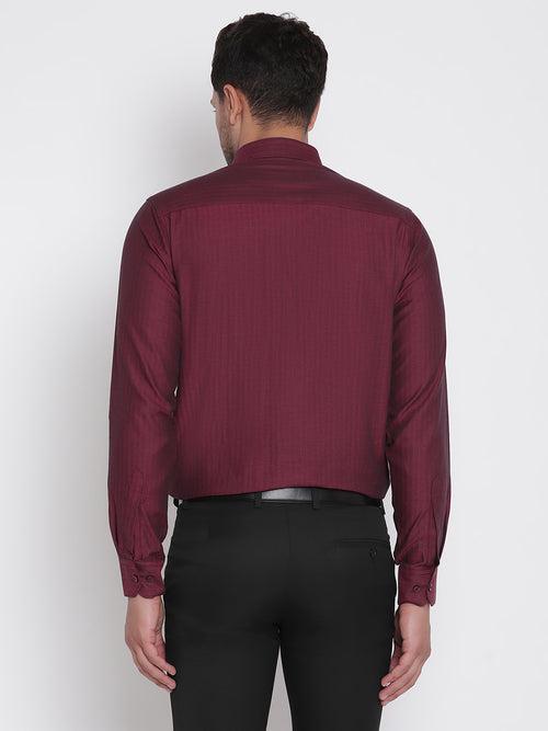 Men Maroon Herringbone Formal Shirt