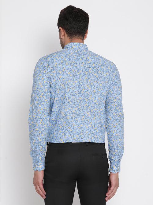 Blue Printed Men Formal Shirt