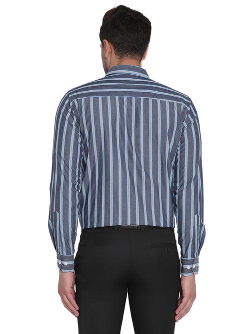 Full Sleeves Blue Striped Formal Shirt