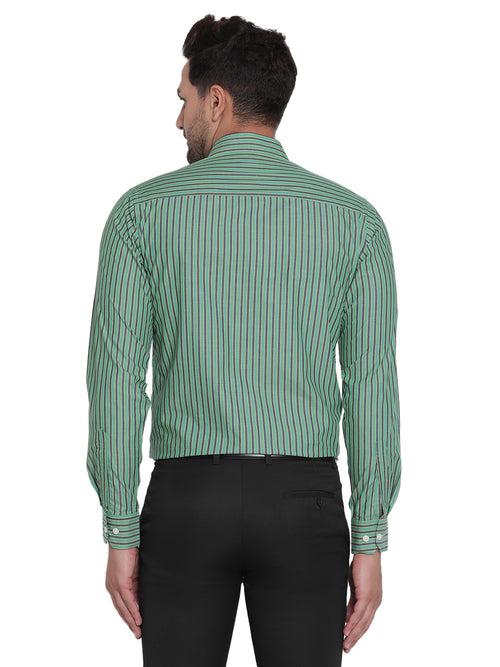 Men Green Striped Formal Shirt