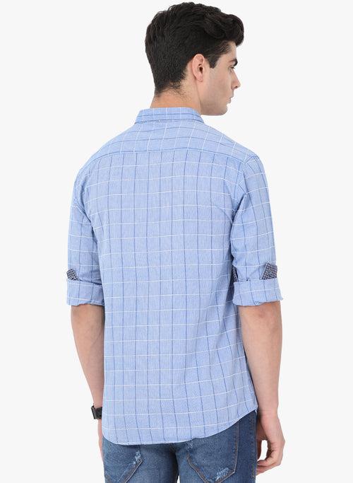 Crosscreek Men Blue Checks Casual Shirt