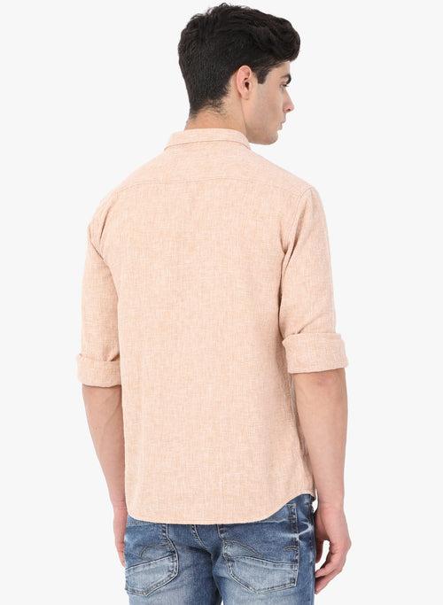 Crosscreek Men Beige Solid Waffle Casual Shirt