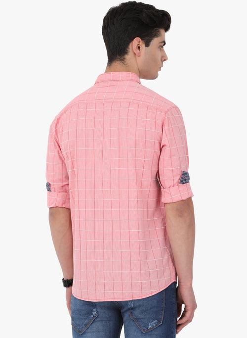 Crossceek Men Red Checks Casual Shirt