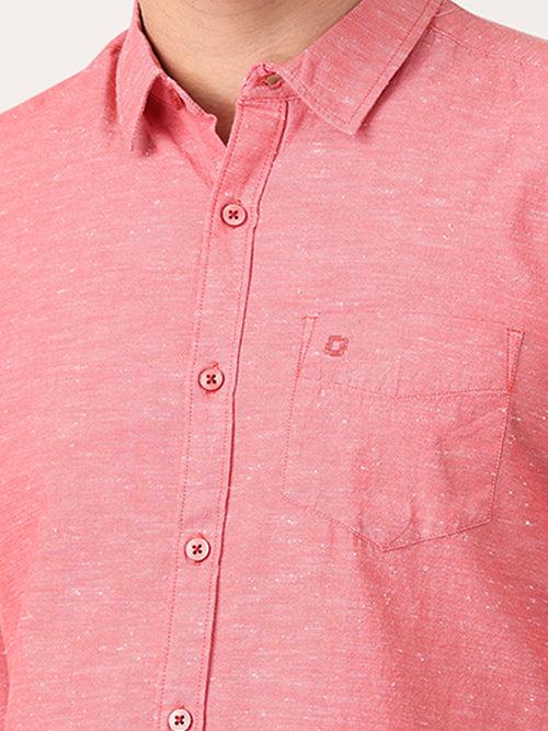 Crosscreek Men Red Slim Fit Solid Cotton Casual Shirt