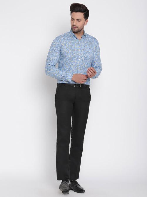 Blue Printed Men Formal Shirt