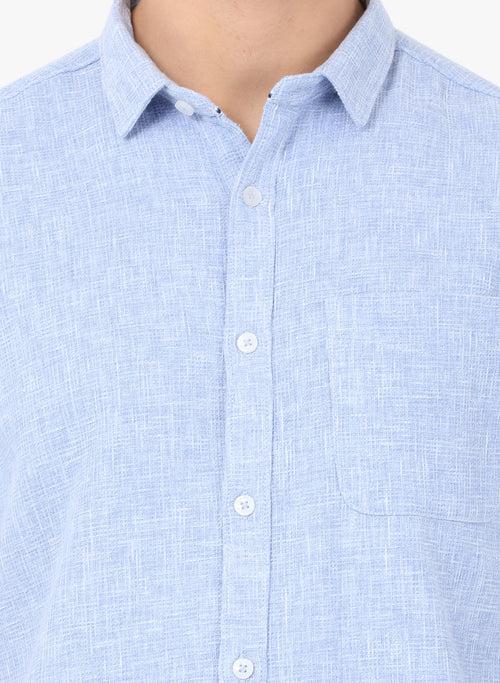 Crosscreek Men Light Blue Solid Waffle Casual Shirt