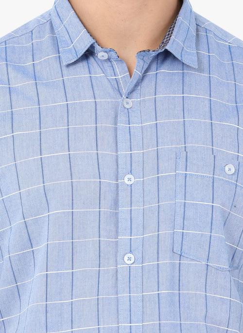 Crosscreek Men Blue Checks Casual Shirt