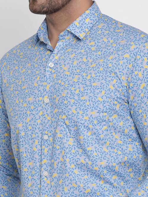 Blue Printed Men Formal Shirt