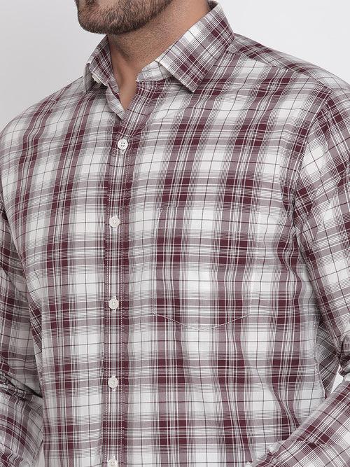 Brown Checked Men Formal Shirt