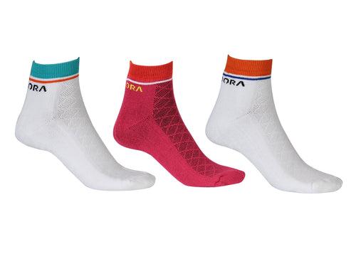 Diti Women's Ankle Length Multicolor Cotton Socks-Pack of 3