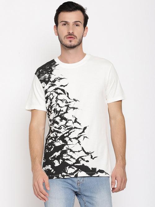 Bats Printed White Men T-Shirt