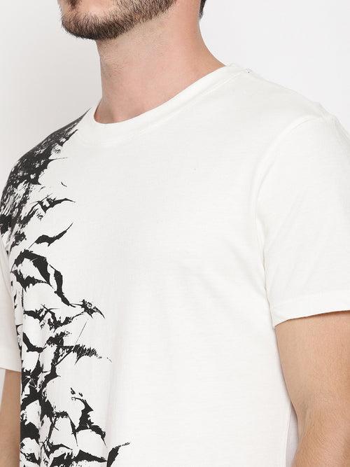 Bats Printed White Men T-Shirt