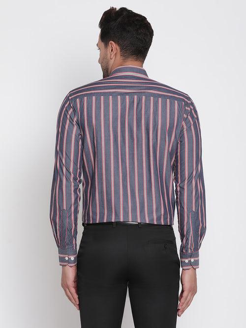 Full Sleeves Red Striped Formal Shirt