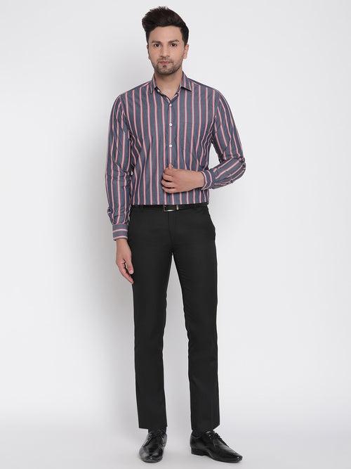 Full Sleeves Red Striped Formal Shirt