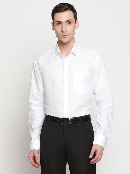 Copperline Men White Dobby Formal Shirt