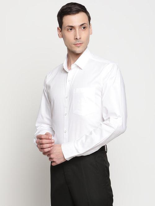 Copperline Men White Dobby Formal Shirt