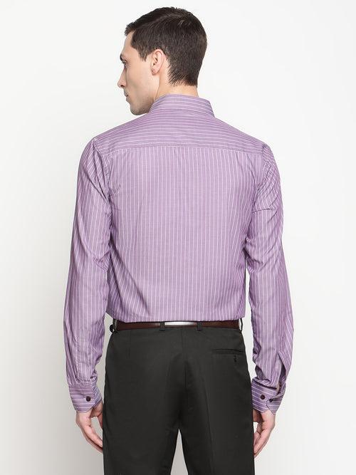 Copperline Men Purple Stripes Formal Shirt