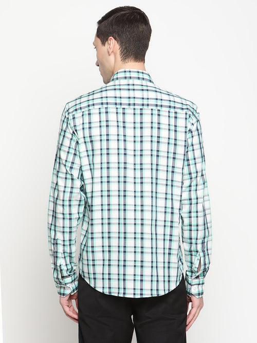 Copperline Men Green Checked Semi Formal Shirt