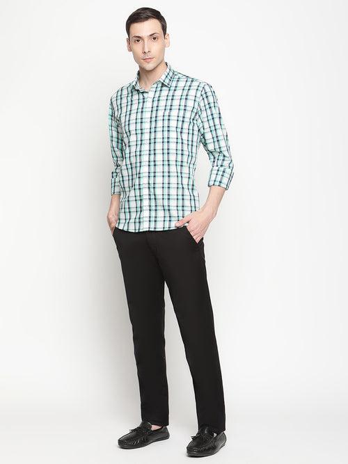 Copperline Men Green Checked Semi Formal Shirt