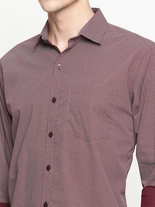 Copperline Men Maroon Printed Formal Shirt