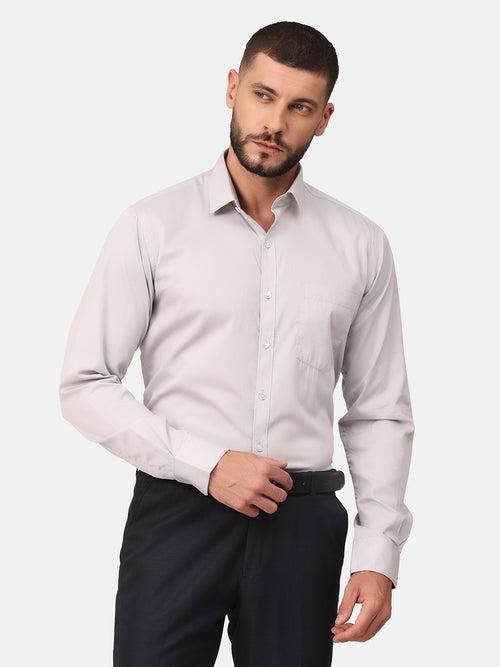 Copperline Men Light Grey Dobby Formal Shirt