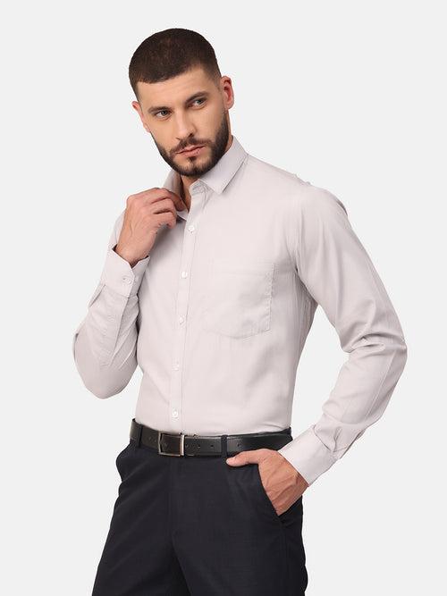 Copperline Men Light Grey Dobby Formal Shirt