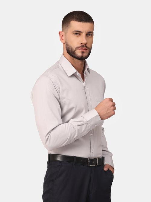 Copperline Men Light Grey Dobby Formal Shirt