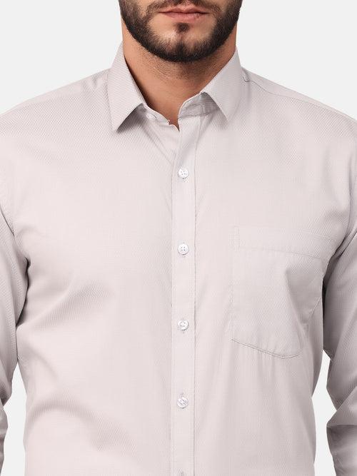 Copperline Men Light Grey Dobby Formal Shirt