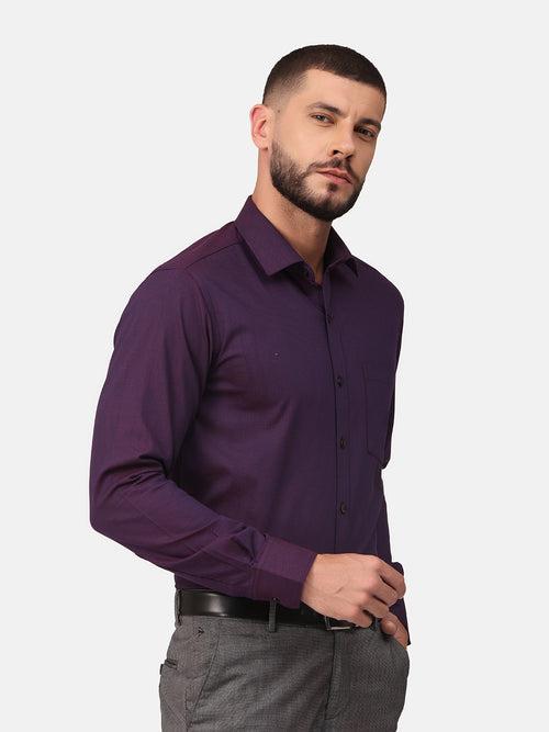 Copperline Men Purple Dobby Formal Shirt