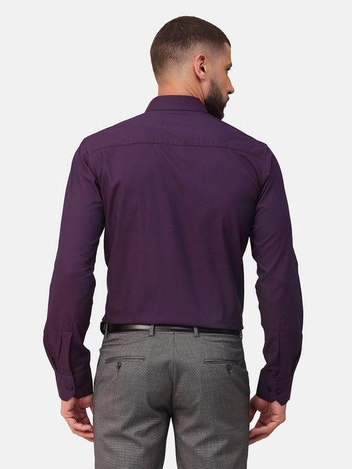 Copperline Men Purple Dobby Formal Shirt