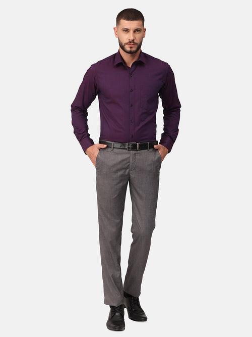 Copperline Men Purple Dobby Formal Shirt