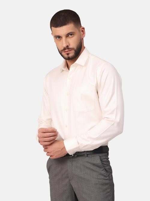 Copperline Men Off White Dobby Formal Shirt